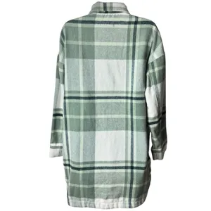 Banana Republic‎ Ivory Green Plaid Oversized Shacket Holiday Woolblend M thumbnail 5