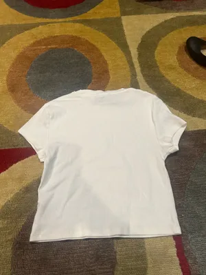 The Rolling Stones Band Tee Shirt White Ribbed Cropped Intentionally Faded Small thumbnail 4