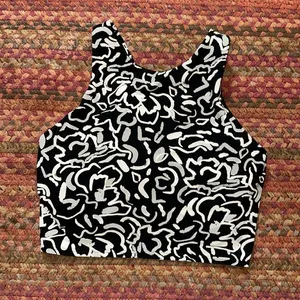 ATHLETA BLACK ABSTRACT HIGH NECK BRA TOP thumbnail 1