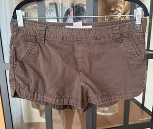 Vintage y2k Old Navy mid rise shorts micro mini chocolate brown cotton 2008 thumbnail 1
