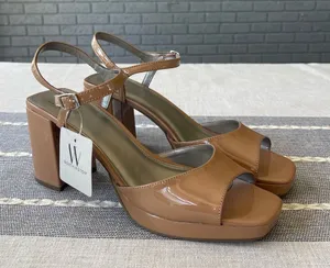 NWT Worthington Lessing Block Heel Sandals Square Toe Camel Tan Size 10 thumbnail 1