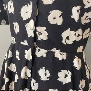 Vintage‎ Dress Floral Party Puffed Sleeves 1980s Flared Skirt Princess Seams thumbnail 12