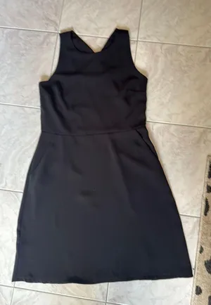 Loft Dress Black Criss-Cross Sleeveless Mini Back 6 thumbnail 1