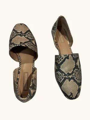 Antonio Melani Leather Snakeskin D'Orsay Flats 8M Python Printed Pointed Slip On thumbnail 6