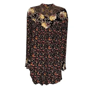 FREE‎ PEOPLE Wildflower Fields Mixed Floral Paisley Tunic Henley Blouse EUC M thumbnail 5