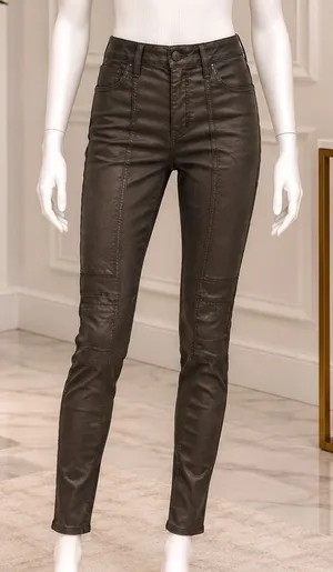 Citizens of Humanity Womens Avedon Skinny Jeans Coated Brown Moto Detail Size 26 thumbnail 1