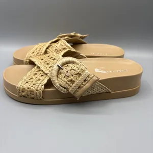 Marc Fisher Welti Slides Size 8.5 Mules Woven Raffia Buckle Boho Platform Sandal thumbnail 6