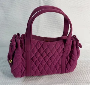 Vera Bradley Plum Purple Quilted Microfiber Handbag Satchel Tote Gold Hardware thumbnail 1
