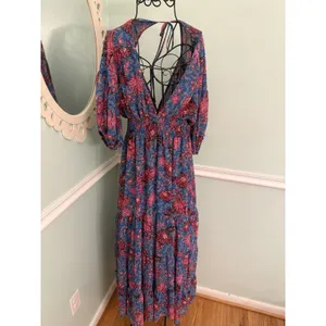 MISA Los Angeles Pippa Floral Tiered Maxi Dress Open Back Night Blooms M‎ $375 thumbnail 7