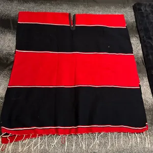 OSFA Houston Texans Striped Poncho- Red/Navy Fringe Gameday Serape thumbnail 2
