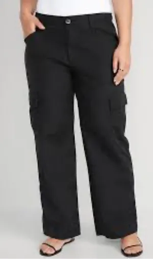 Old Navy Wide Leg Mid Rise Cargo Pants Size S Baggy Black Pants thumbnail 1
