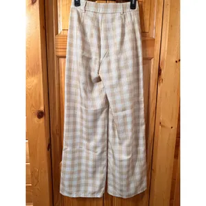 Princess Polly Archer‎ Plaid Wide Leg Trousers Pants Beige Tan Cream Women Sz 4 thumbnail 5