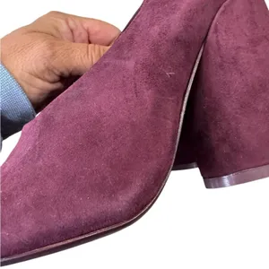 Tory Burch Lucia Pumps Women's 6.5 Burgundy Purple Fig Suede Sculpted Heel thumbnail 13