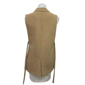 Zara Women's Tan Notch Lapel Sleeveless Side Tie Vest Blazer Coat Jacket Size XS thumbnail 3