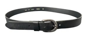 Fossil Black Leather Adjustable Belt L Metal Crystal Buckle Rhinestone Accent thumbnail 1