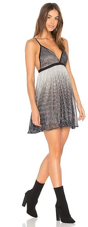 Show Me Your Mumu Metallic Ombre Eva Mini Dress Black Silver thumbnail 1