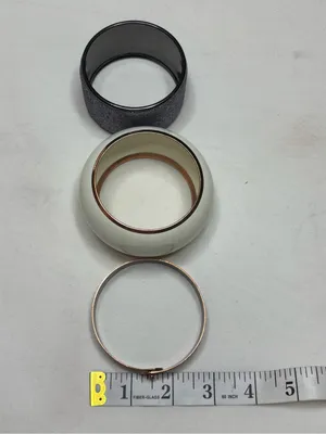 3 Pc Statement Bracelet Set Cream Acrylic Bangle Glitter Cuff Rose Gold Band Lot thumbnail 12