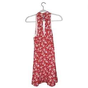Lulu's Lean Close Floral Print Swing Dress Size XS Red Ivory White High Neck thumbnail 5