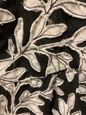 Anthropologie Black Top with White Leaf Embroidery thumbnail 4