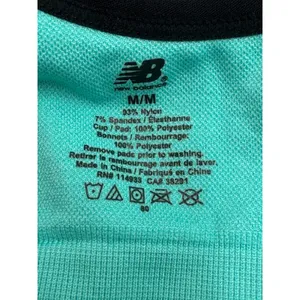 New Balance Sports Bra Womens M Teal Black Seamless Ribbed Racerback Logo Band thumbnail 6