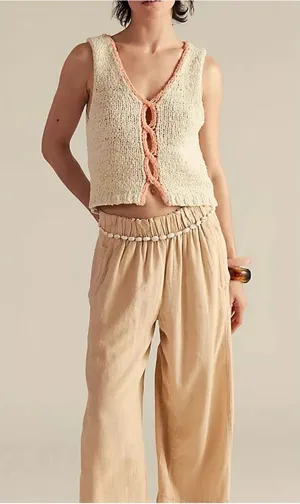 NWT Free People Sicily Shell Sweater - ivory combo - Medium thumbnail 1