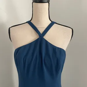 Dress the Population Navy Blue Halter Neck Dress Medium Event Demure Formal Gown Bridesmaid Prom‎ NWT thumbnail 4