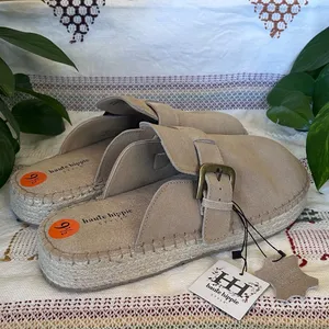 NEW Haute Hippie Aria 100% Suede Buckle Espadrille Tan Slip-On Mule Clogs US 9.5 thumbnail 7