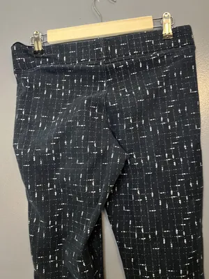 Old Navy Leggings Womens Medium Black White Grid Print Stretch Pull On Cotton thumbnail 5