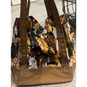 Horse‎ Handmade Farm Equine Tote Bag Brown thumbnail 2