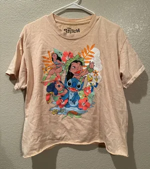 Disney Lilo and Stitch Nani Jamba Pleakly Surfing Hawaii Cropped tee sz L thumbnail 1