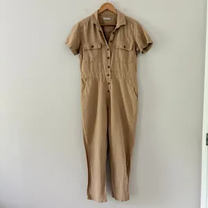 Outerknown S.E.A. Jumpsuit Coverall organic cotton linen blend tan Medium thumbnail 2