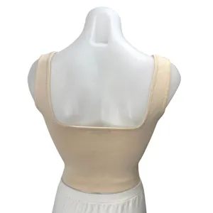 Papermoon Beige Sleeveless Ribbed Knit Corset Bustier Tank Crop Top Size M thumbnail 2