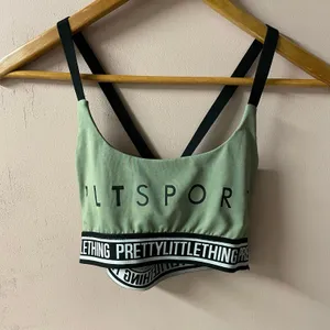 Pretty Little Thing Light Green & Black X-Back Sports Bra Size 2 GUC thumbnail 4