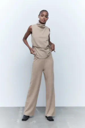 ZARA Basic Soft Pants in Light Camel thumbnail 6