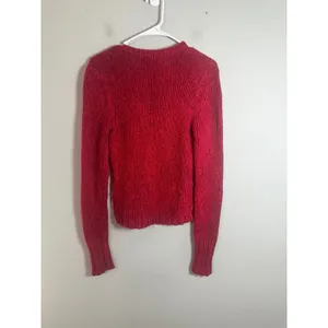American Eagle Y2K Vintage Red Chunky Shaker Knit Henley‎ Sweater Small thumbnail 5