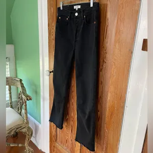 RE/DONE 70s High Rise Stove Pipe Washed Noir Black Raw Hem Jeans 26💛🎀 thumbnail 5