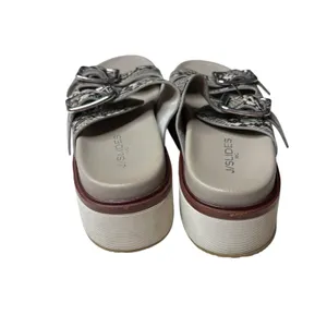 J/Slides Snakeskin Black White Bowie Suede Two Strap Slide Sandal Shoes Sz US 9M thumbnail 5