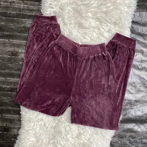 Purple Burgundy Velour Jogger Sweatpants Y2k Lounge Comfy Casual thumbnail 1