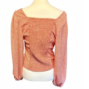 Abercrombie and Fitch Women's Long Sleeve Top Orange White Medium thumbnail 4