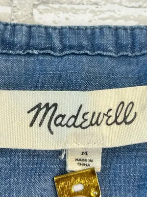 Madewell Blue Denim Wrap Peplum Blouse Size Medium Cottage Core thumbnail 4