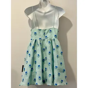Lulus "Definitely Flirty" Green Floral Textured Skater Dress Size M Medium NWT!! thumbnail 3