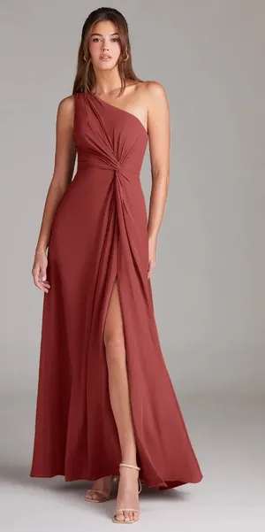 Azazie Brooke Bridesmaid Dress Terracotta thumbnail 1