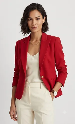 VTG Lauren Ralph Lauren Red Wool Blend Gold Button Blazer Women’s Size 8P Petite thumbnail 1