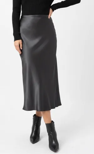 Truth by Republic Black Satin Viscose Maxi Slip Skirt Size 6 90s Minimalist Y2K thumbnail 1