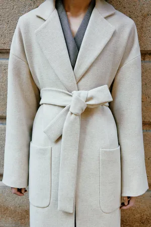 ZARA coat belted trench wool classic casual jacket overcoat thumbnail 2