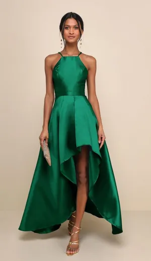 Lulus Broadway Show Emerald Green High-Low Gown Ball Prom Event Classy Medium thumbnail 1