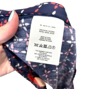 Anthropologie Cartonnier Pants Geometric Print Wide Leg Rayon Navy Blue Size 4‎ thumbnail 10