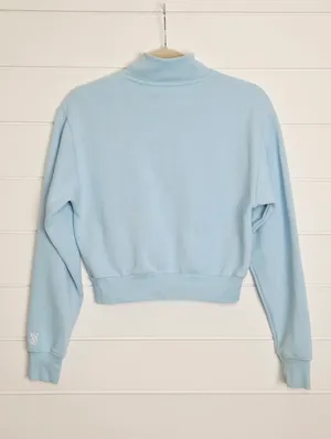 Victoria's Secret Cropped Light Blue Half-Zip Pullover Sweatshirt Size XS thumbnail 4