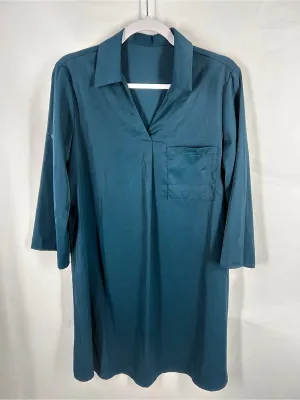 NWT Halara Ink Green Roll-Up Sleeve Relaxed Work Shirt Dress M thumbnail 2