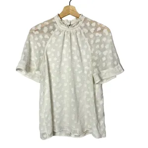 Anthropologie Feather Bone White Dot Short Sleeve Blouse XS‎ thumbnail 4
